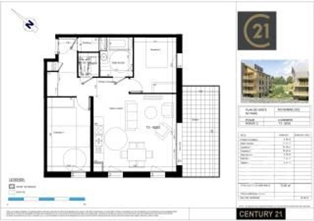 Appartement T3 à vendre - 3 pièces - 64.7 m2 - RUMILLY - 74 - RHONE-ALPES - Century 21 Cd Immo